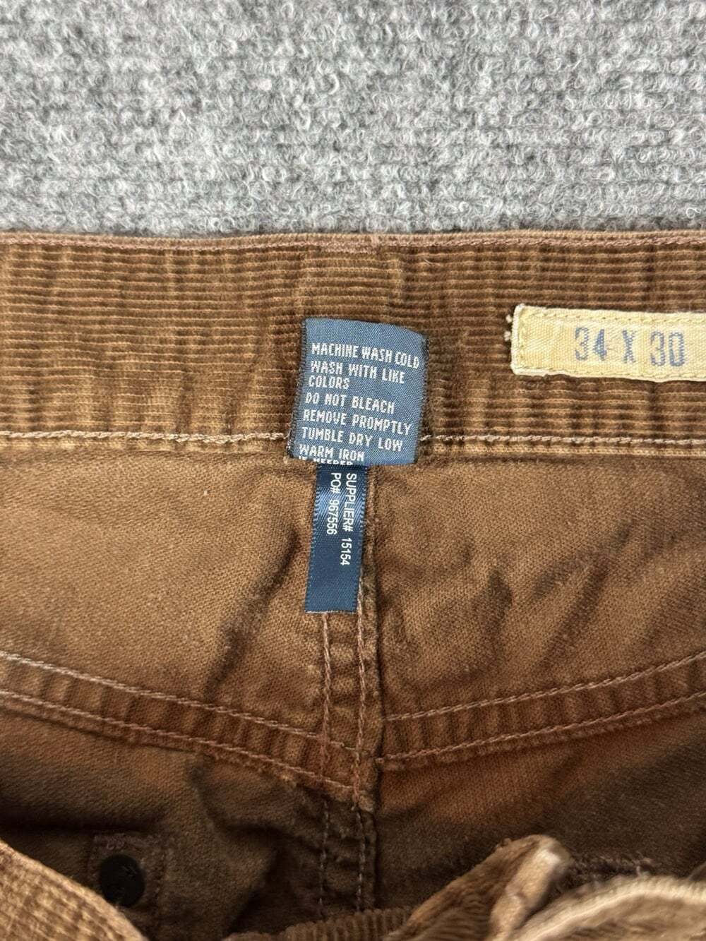 Vintage Polo Ralph Lauren Brown Corduroy Classic Fit Straight Leg Pants Mens 34 - Picture 10 of 12